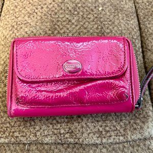 COACH Pink Patent Leather Peyton Wallet